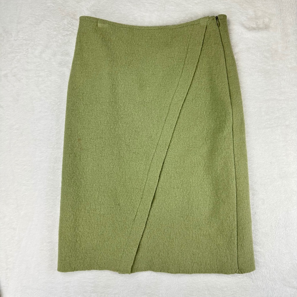 Eva Tralala Skirt Womens Wrap Boiled Wool 1 Sage Green Lined 100% Wool VTG Paris